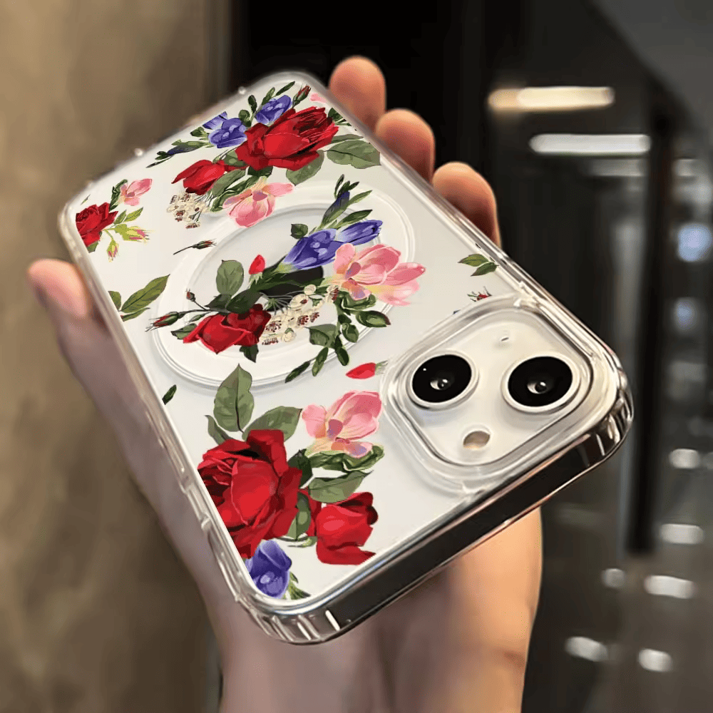 Rose Floral MagSafe iPhone Case | Floral Clear Series