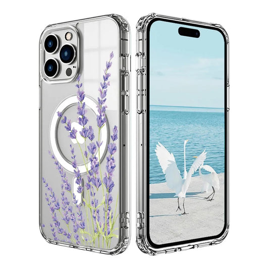 Purple Lilly Floral MagSafe iPhone Case | Floral Clear Series