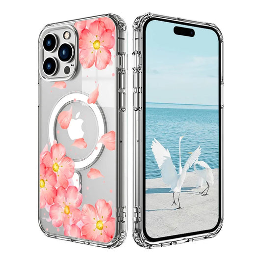 Pink Floral MagSafe iPhone Case | Floral Clear Series