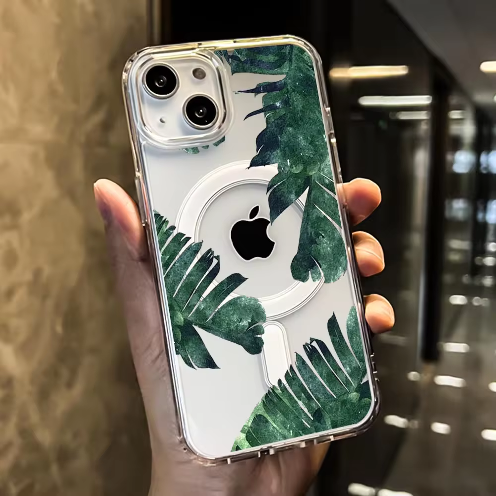 Leaf Floral MagSafe iPhone Case | Floral Clear Series